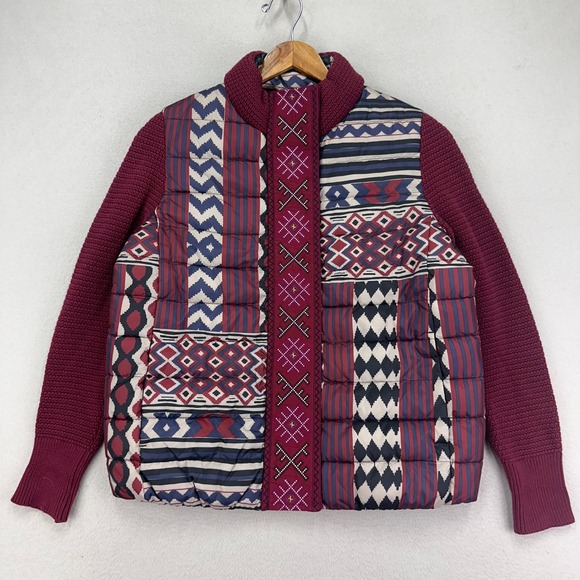 Desigual Jackets & Blazers - Desigual Pakaian Jadi Wanita Jacket Womens 42 Puffer Red Bright Knit Embroidered